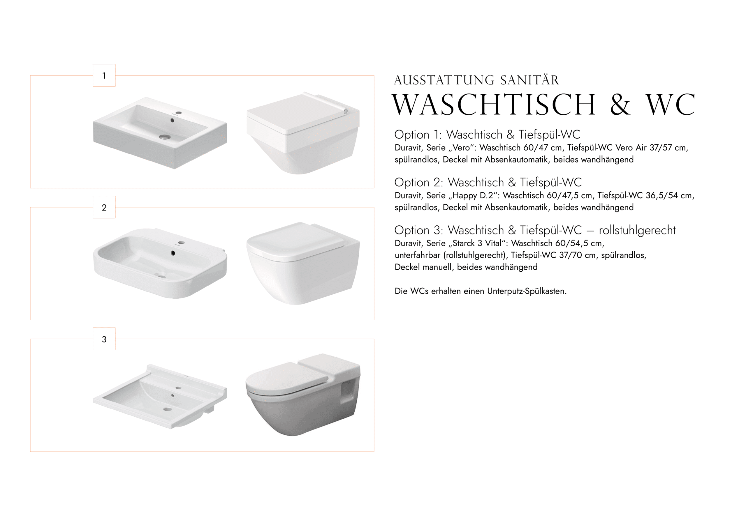 Ausstattung Sanitär: Waschtisch & WC